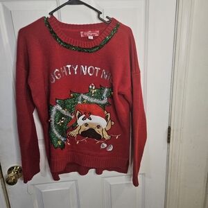Festive Winter 33 Degrees Women's Large Ugly Christmas Dog Sweater 3D Holiday
